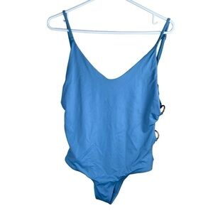 Aerie Large Swimsuits Blue One Piece Swimwear Beach Summer Vacation Scoop Sexy L